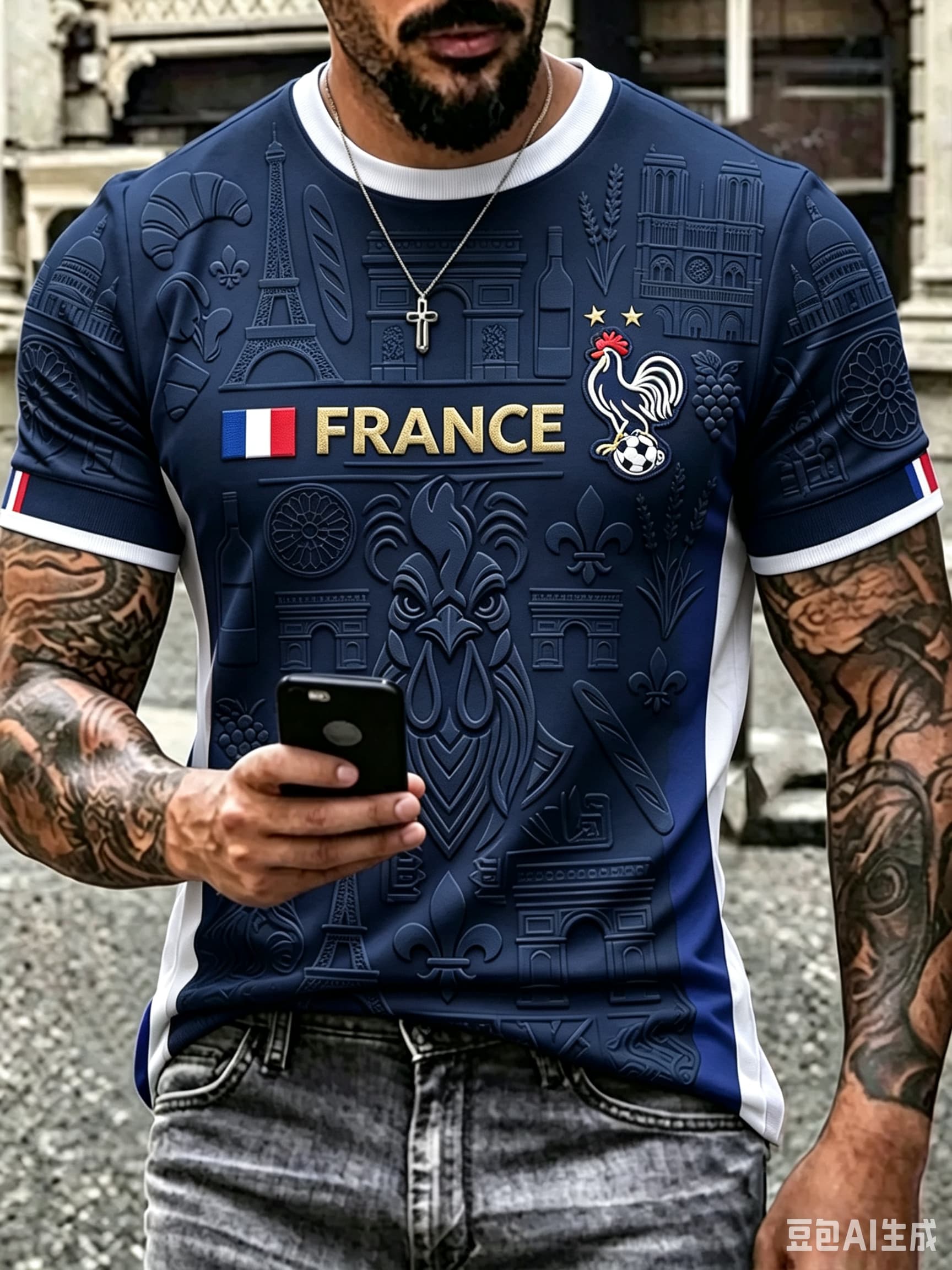 Street Fashion Usa - 2026年ニューメンズ3Dフランス雄鶏Tシャツプリント半袖フランス代表サッカーユニフォームサマーカジュアルフラッグストリートウェアトップス
