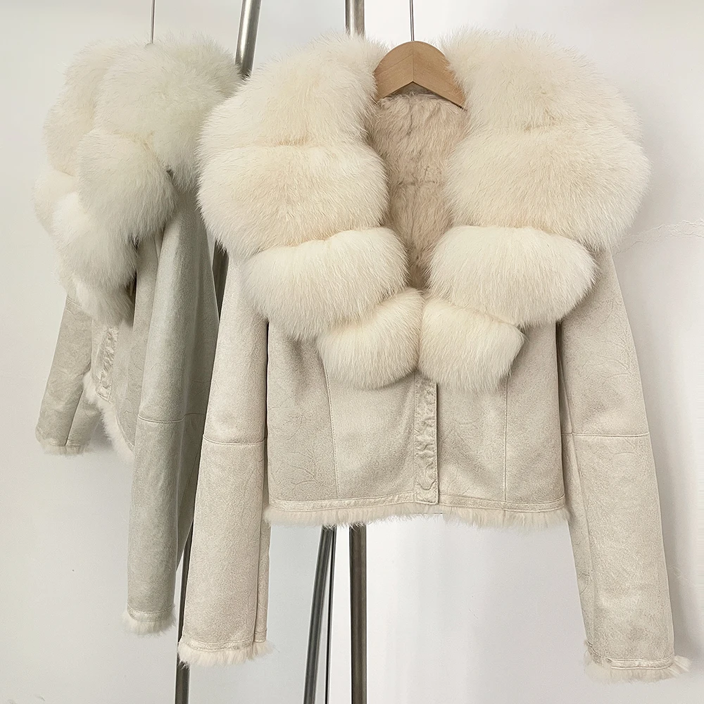 Street Fashion Official - OFTBUY 天然フォックスファーカラーコート 秋冬 レディース 新ファッション スエード衣料