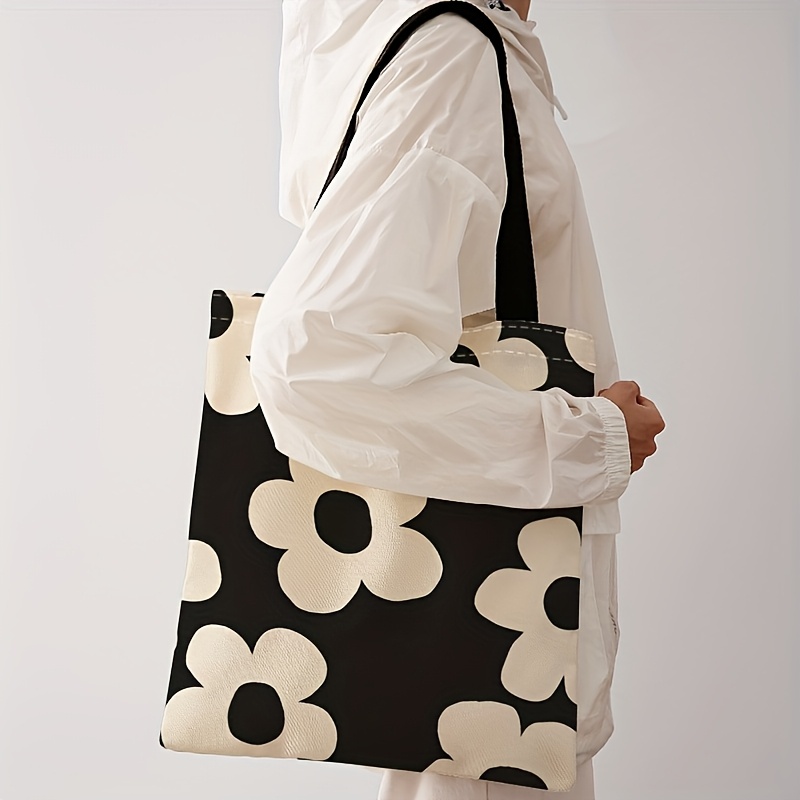 Tote Bag Canvas Print - 黄色の花柄プリントのトートバッグ、再利用可能なファッショナブルなバックパック、多機能ハンドバッグ、プリントキャンバスショッピングバッグ