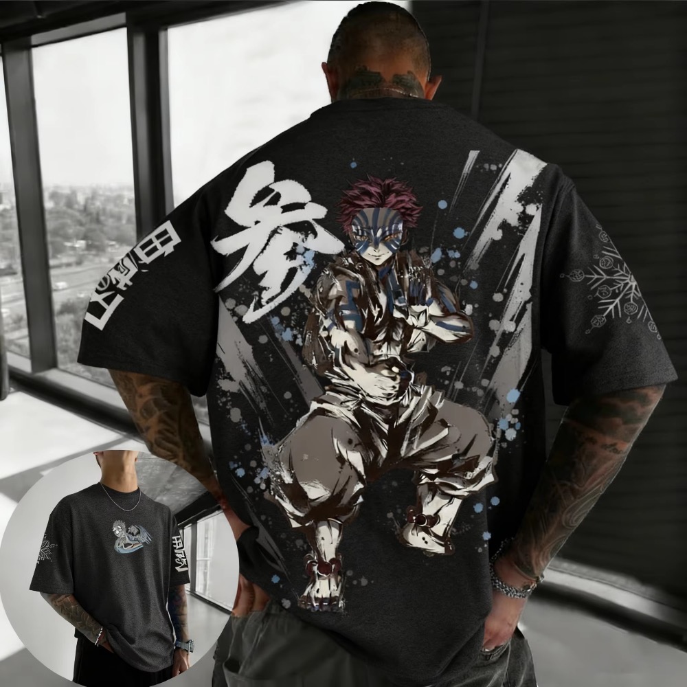 Street Fashion Anime - 夏プラスサイズデーモンスレイヤーアニメプリント男性、女性 Tシャツカジュアル親子トップファッション原宿スタイルストリートウェア Y2K