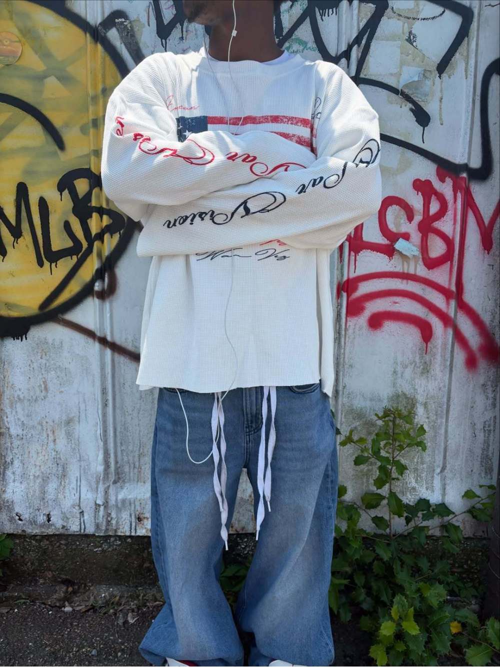 Street Fashion Usa - 2026年秋新作 Y2K アメリカンレトロ フラッグプリント ワッフルスタイル トレンド