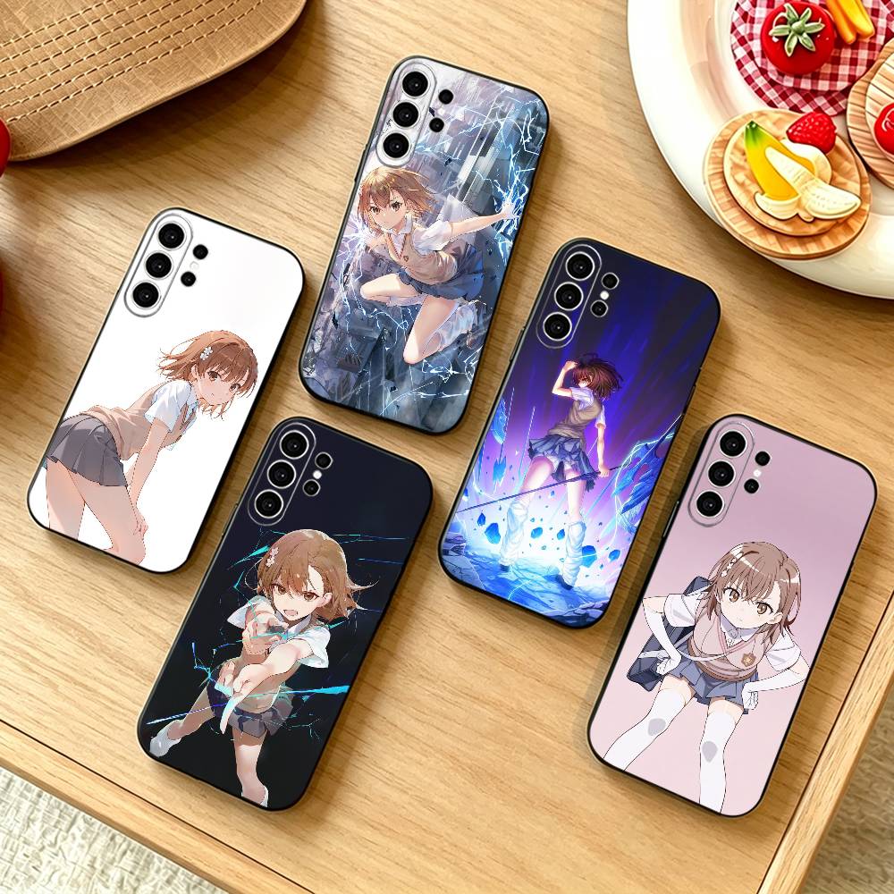 Street Fashion Official - M-御坂美琴 スマホケース Samsung S25,S24,S21,S22,S23,S30,Ultra,S20,Plus,Fe,Note,10,9,5G対応 ブラックカバー