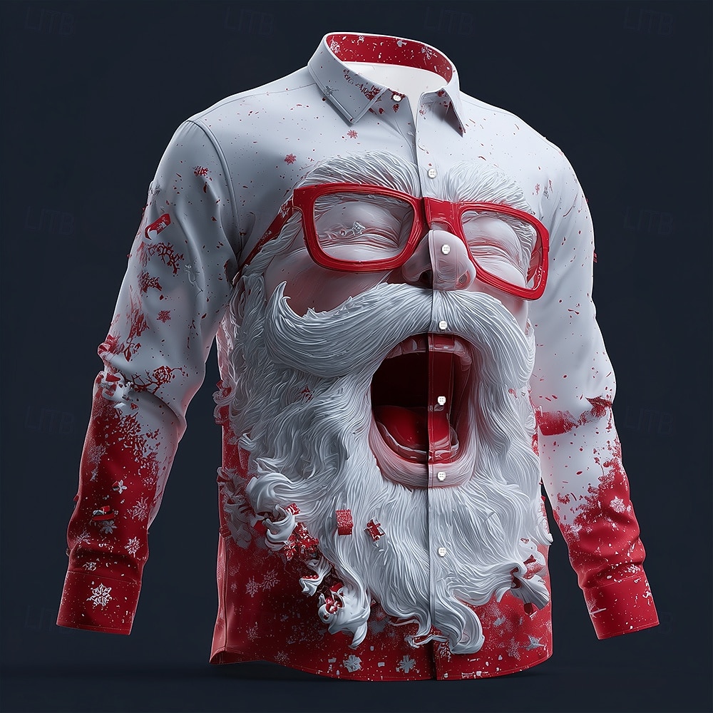 Street Fashion Fall 2025 - クリスマス メンズ 3D グラフィック 長袖、ストリート スタイル