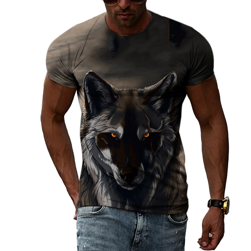 Street Fashion Elements - 男性用の動物がプリントされたTシャツ,ヒップホップトレンドのストリートウェア,ラウンドネック,個性的,半袖,新しい夏のファッション