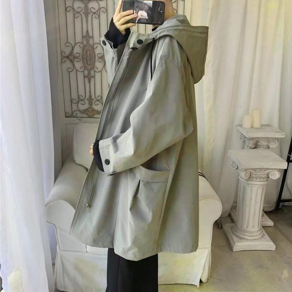 Street Fashion Men 2025 - 2025 春秋ウインドブレーカーファッションメンズミッドレングスカジュアルフード付きコート男性デイリーハイストリートオーバーコート男性服アウター