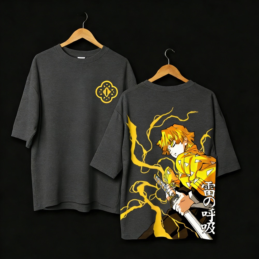 Street Fashion Anime - プラスサイズデーモンスレイヤーアニメプリント男性、女性 Tシャツカジュアル親子トップスファッションストリートウェア Y2K 原宿スタイル夏