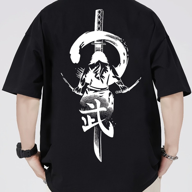 ダークエレメント日本刀プリントTシャツ男性用、夏のトレンドス - Street Fashion Elements のレビューと価格