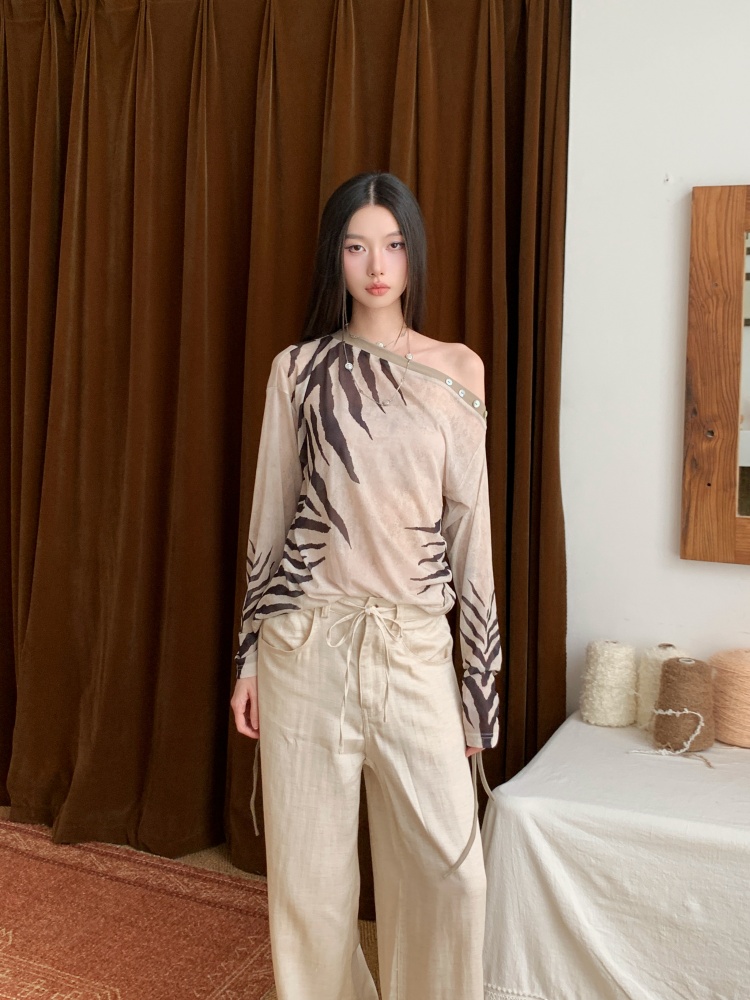 CHEERART ゼブラ柄 オフショルダー デザイナー 長袖 - Street Fashion Fall 2025 のレビューと価格