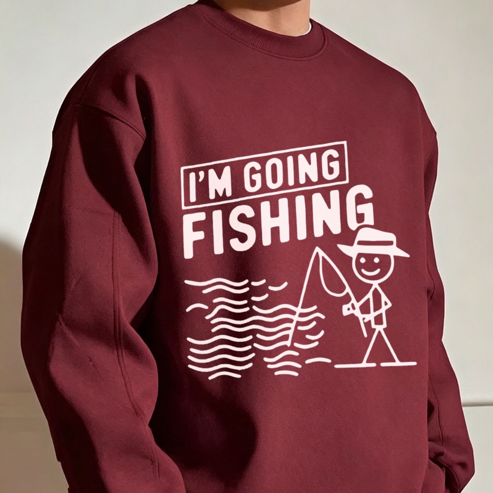 メンズスウェットシャツ 面白い釣り柄プルオーバー 「釣りに行 - Graphic Hoodie Streetwear のレビューと価格