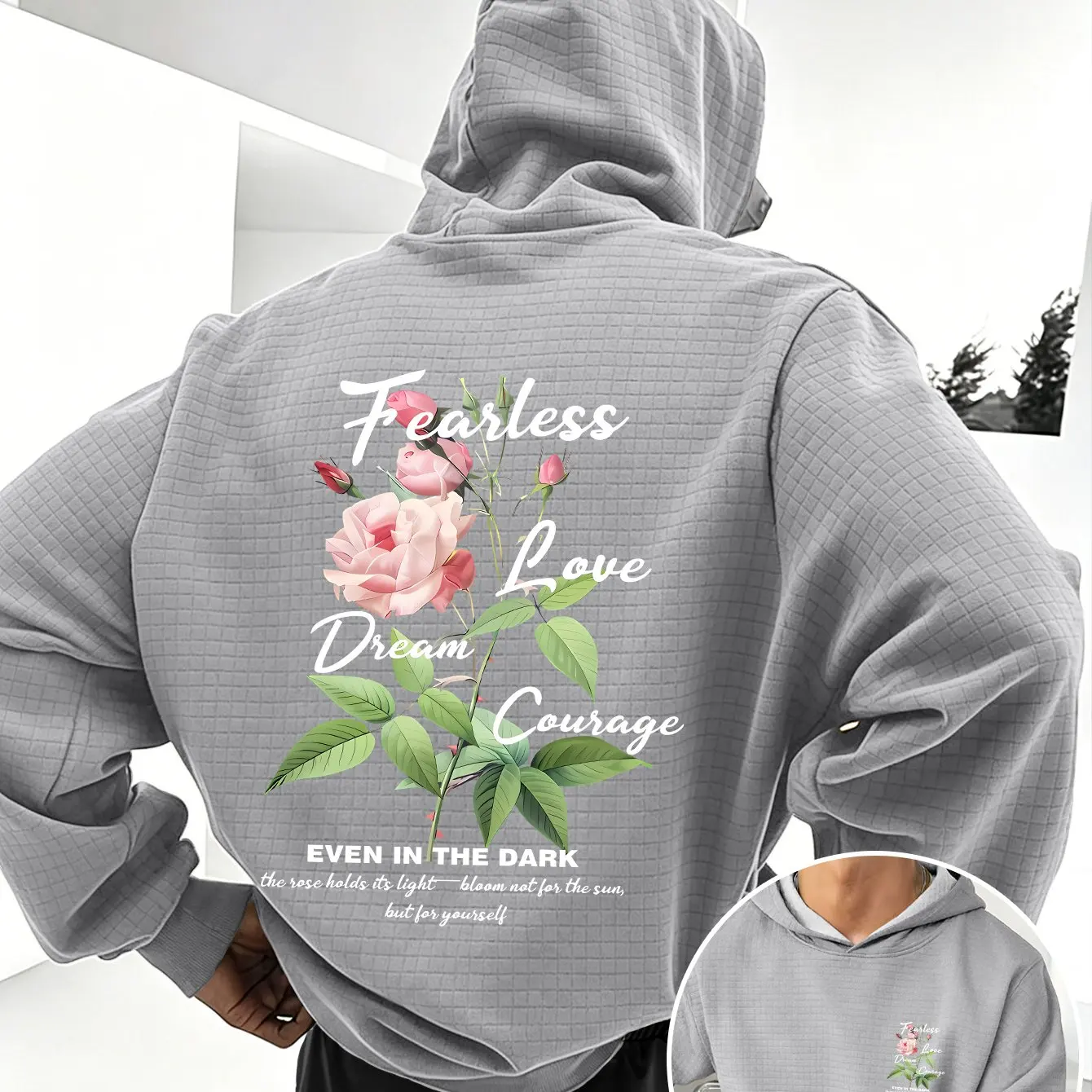 ピンクローズフローラルグラフィックフーディーインスピレーショ - Graphic Hoodie Streetwear のレビューと価格