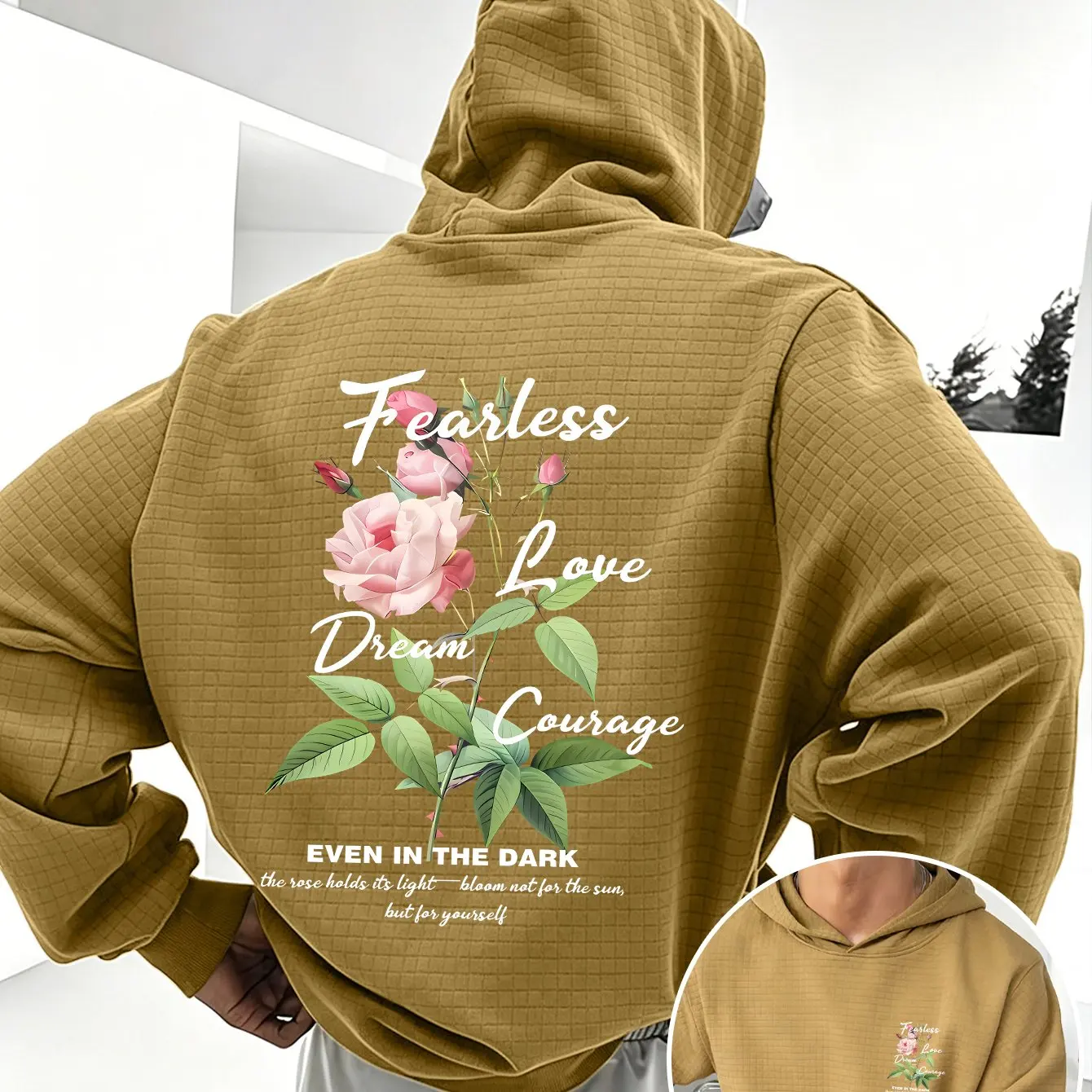 ピンクローズフローラルグラフィックフーディーインスピレーショ - Graphic Hoodie Streetwear のレビューと価格