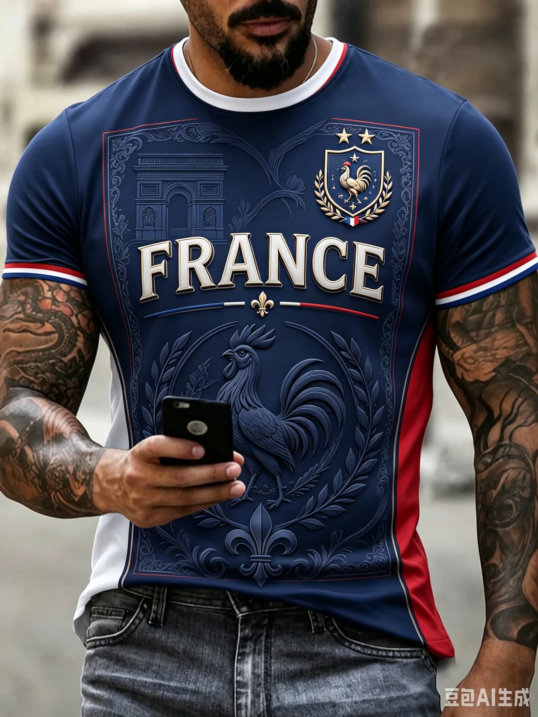 2026年ニューメンズ3Dフランス雄鶏Tシャツプリント半袖フ - Street Fashion Usa のレビューと価格