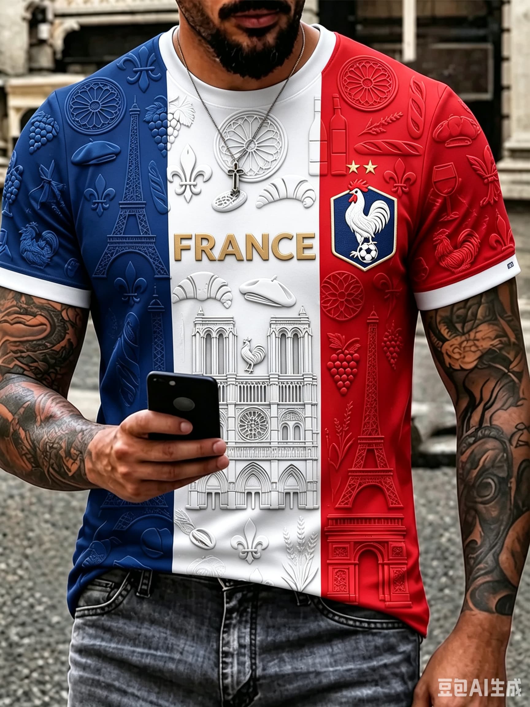 2026年ニューメンズ3Dフランス雄鶏Tシャツプリント半袖フ - Street Fashion Usa のレビューと価格