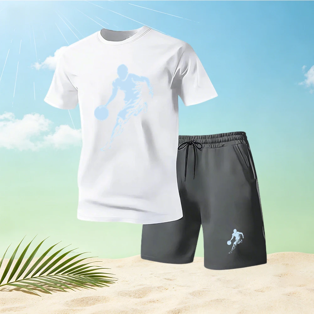 夏のメンズTシャツセット、ラウンドネック半袖+スポーツショー - Street Fashion Hot のレビューと価格