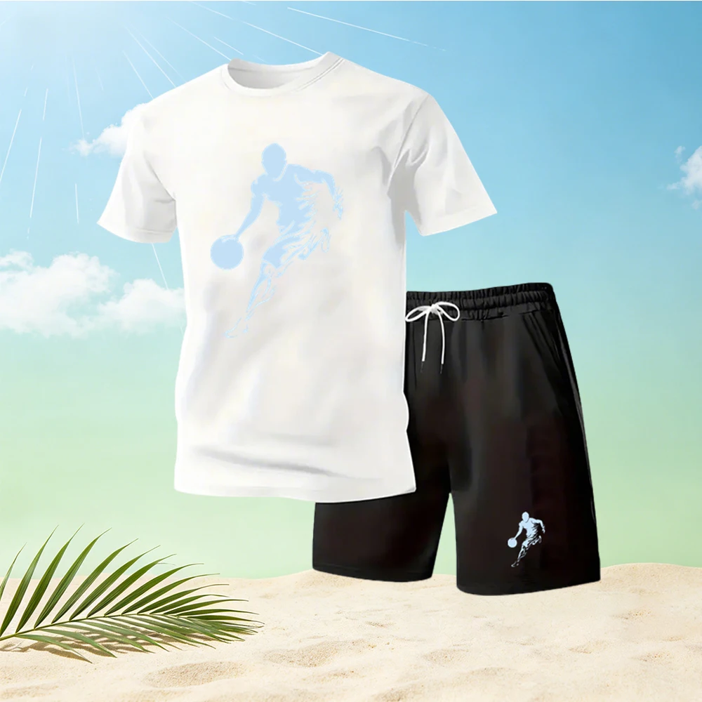 夏のメンズTシャツセット、ラウンドネック半袖+スポーツショー - Street Fashion Hot のレビューと価格