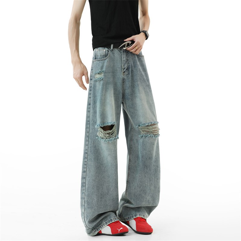 ダメージジーンズ メンズ 2025 秋新作 バギー ダメージ - Street Fashion Fall 2025 のレビューと価格