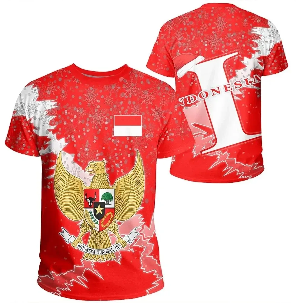 インドネシア国旗 3D 記章プリント Tシャツ男性の夏カジュ - Street Fashion Usa のレビューと価格
