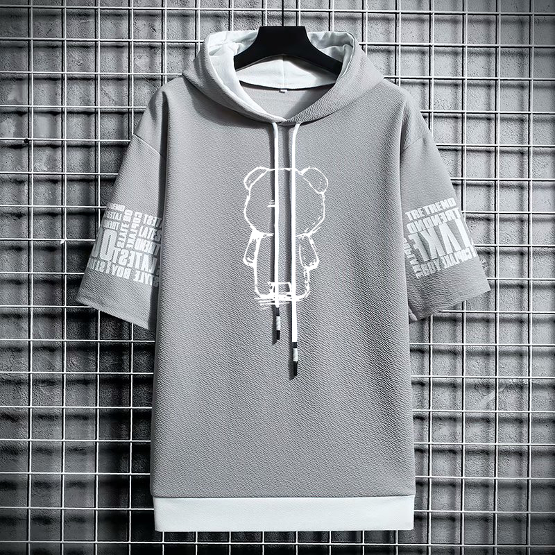 Tシャツ男性服ストリート特大パーカー韓国 반팔티カジュアル帽 - Graphic Hoodie Streetwear のレビューと価格