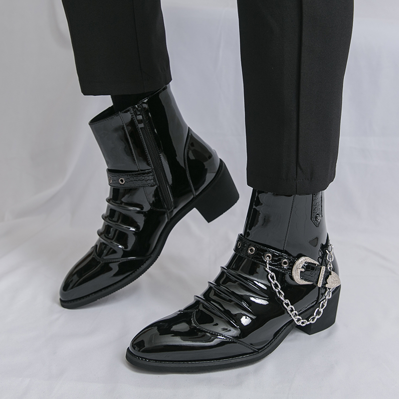 ファッションサイドジッパーハイトップメンズカジュアルブーツブ - Street Fashion Brand のレビューと価格
