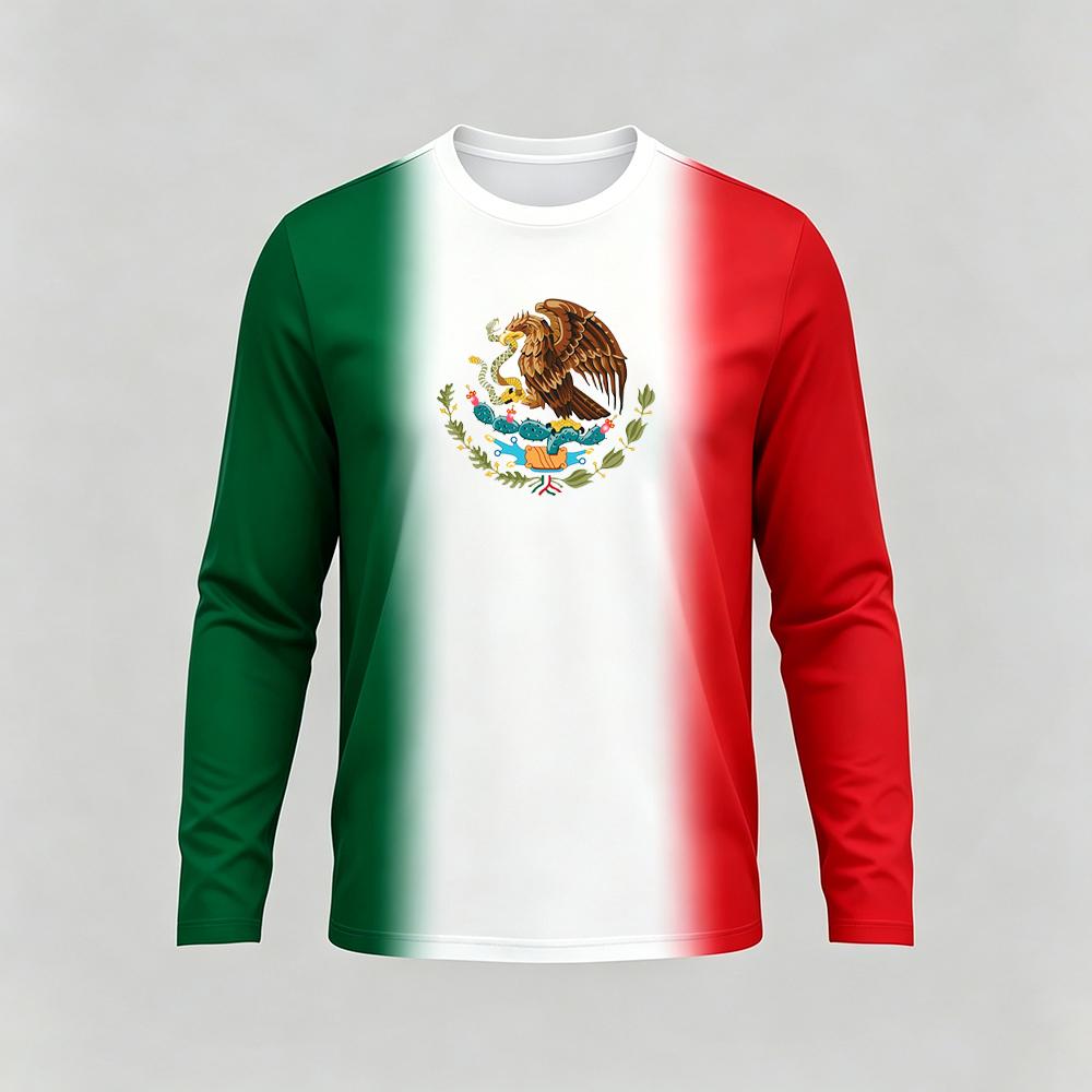 メキシコテーマプリント長袖 Tシャツファッションカジュアルメ - Street Fashion Usa のレビューと価格