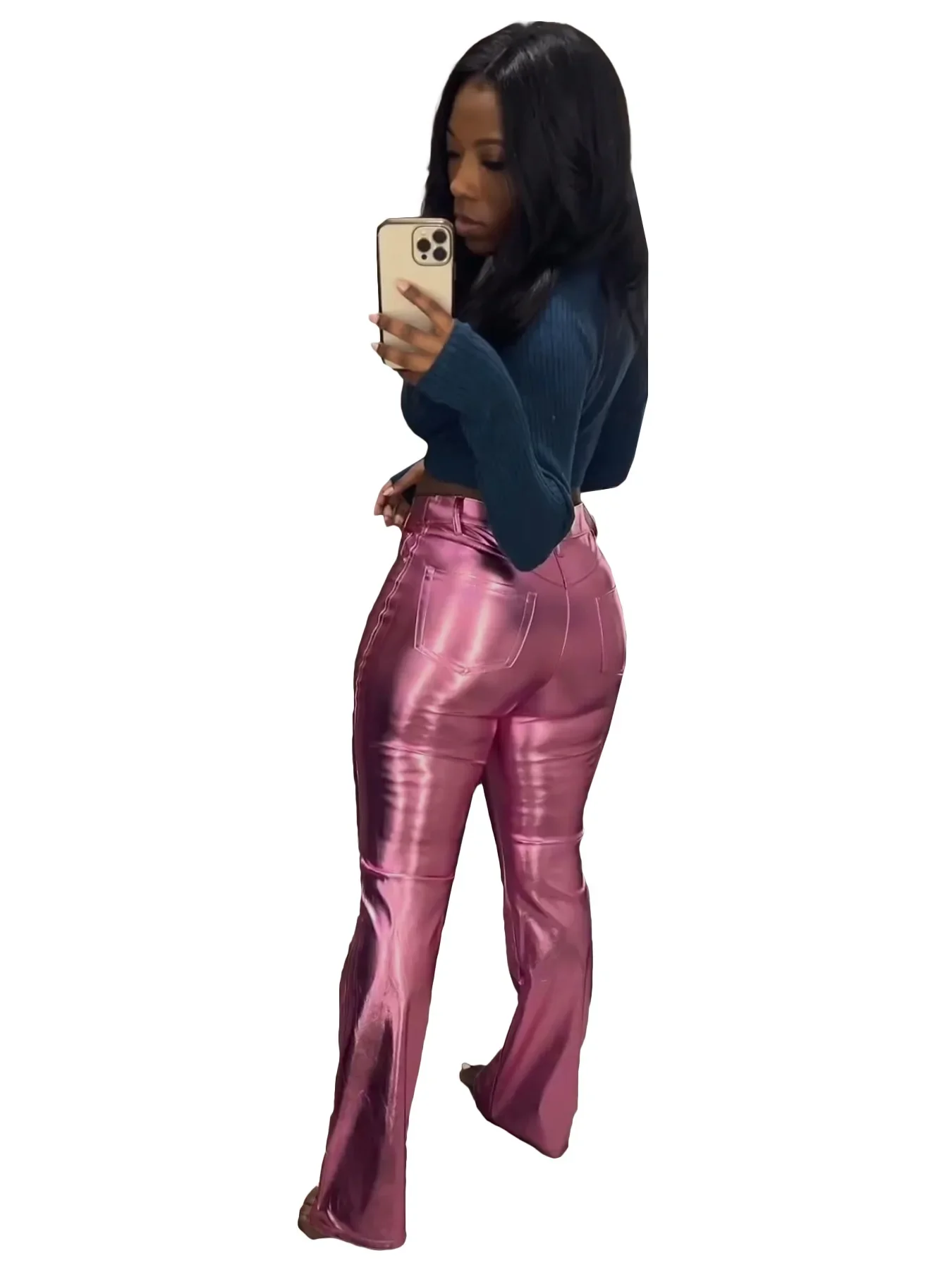 女性のハイウエストフレアストレートパンツ,ストリートウェア, - Street Fashion Fall 2025 のレビューと価格